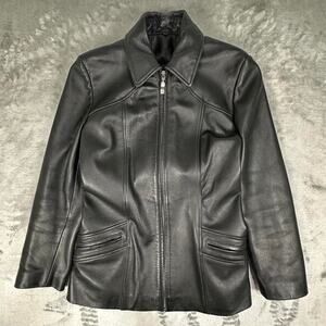 Vintage 90s Boutique of Leathers Canada Black 100% Genuine Leather Moto Jacket L